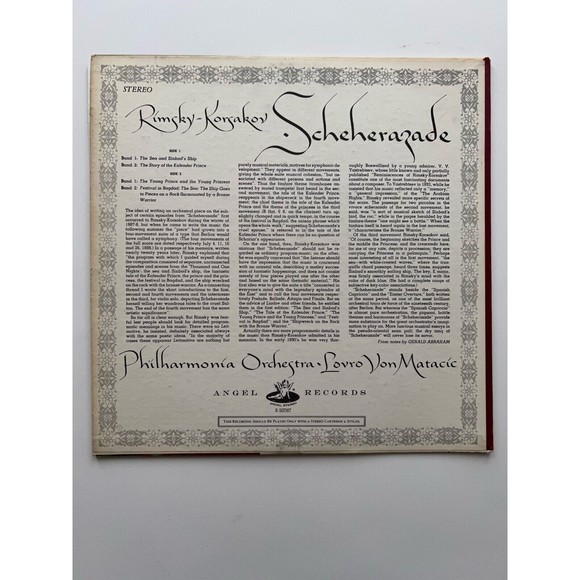 Rimsky Korsakov Scheherazade Philharmonia Orchestra Lovro Von Matacic VG+ LP - Picture 2 of 7